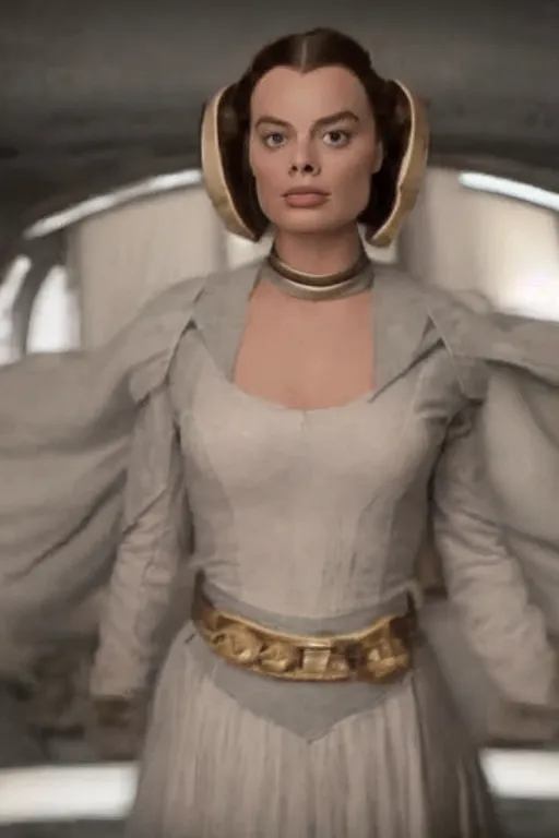 Image similar to margot robbie as princess leia