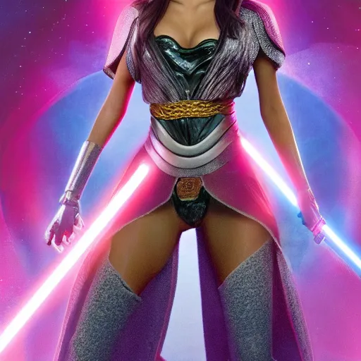 Image similar to victoria justice with kim kardashian body as princess padme in star wars episode 3, 8 k resolution, cinematic lighting, anatomically correct