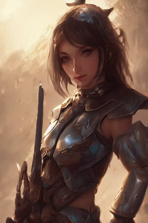 Prompt: background, armor girl, beautiful eyes, beautiful face, high detail, concept art, digital art, art of wlop, trending on artstation, trending on deviantart, 4 k,