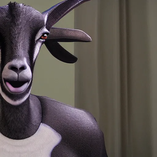 Image similar to an anthropomorphic black goat in among us, screenshot