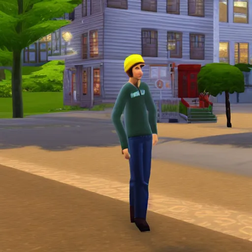 Prompt: holden caulfield in the sims 2