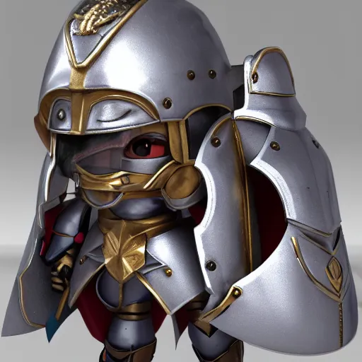 Prompt: cute fumo plush of a knight of a royal legion, knight armor, anime girl, matcap metal reflection, vray