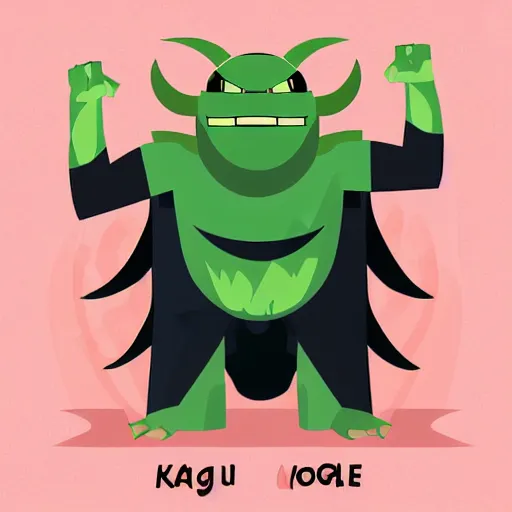 Image similar to kaiju fighting a one eyed ogre modern flat design style illustration with line elements