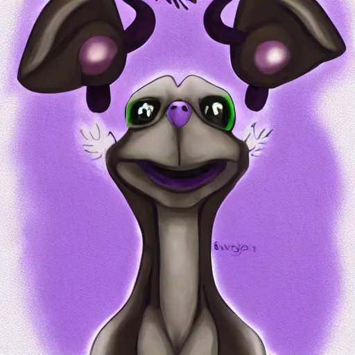 Image similar to furry ( fandom ) art of a cute anthropomorphic purple dog with alien antennas, digital art, painting, trending on furaffinity