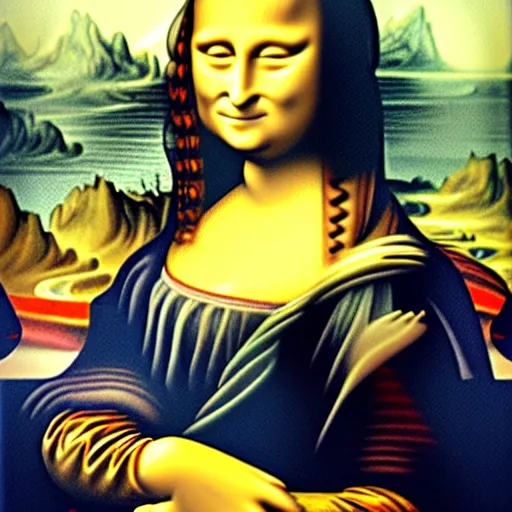 Image similar to child drawing of mona lisa.