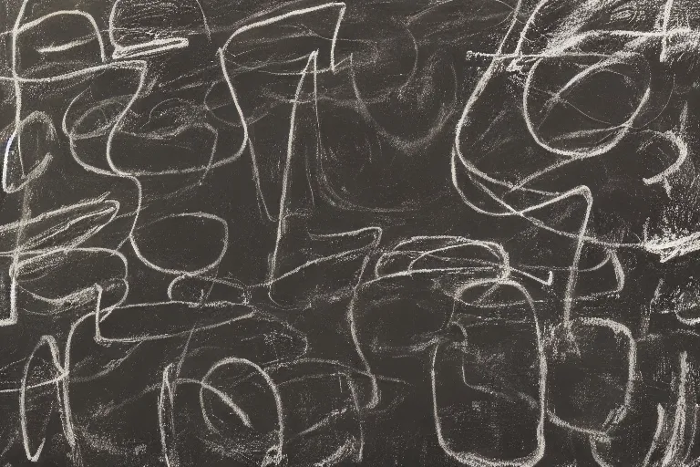 Image similar to large scale chalkboard painting by cy twombly, sparse brush strokes, high resolution art scan, well lit