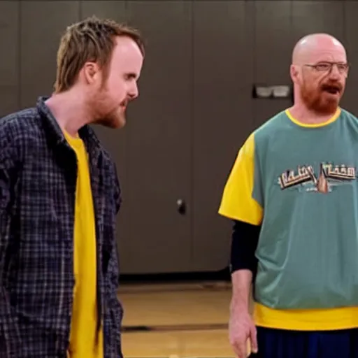 Image similar to Jesse Pinkman and Walter White play basketball together