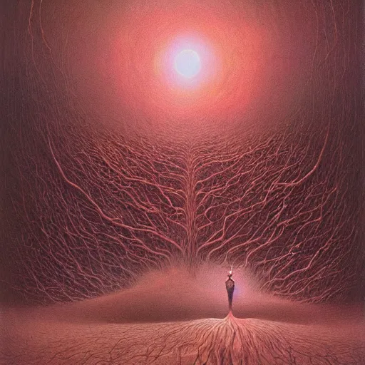 Image similar to zdzislaw beksinski painting of cosmic horror