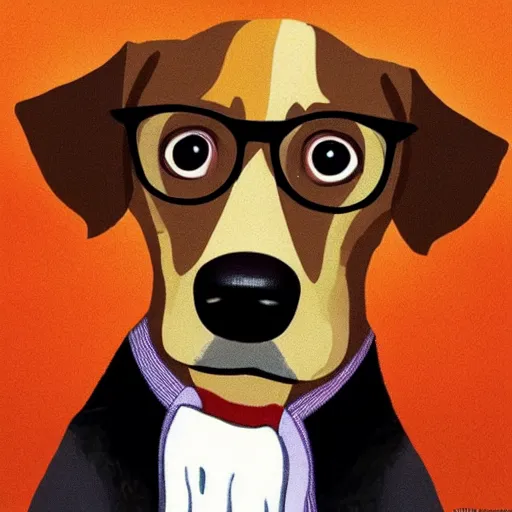 Prompt: a dog with the face of woody allen