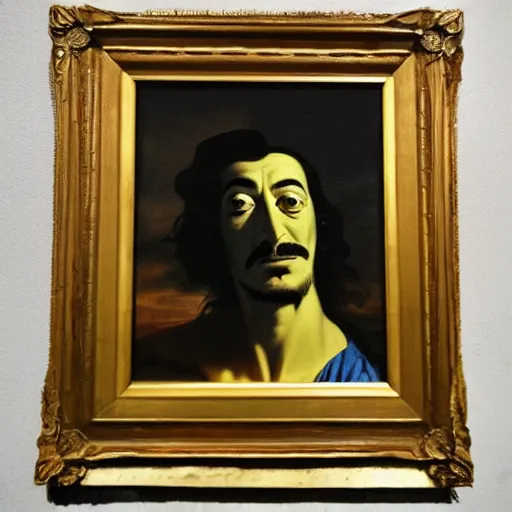 Image similar to portrait of Salvador Dali in the style of Joseph Wright of Derby