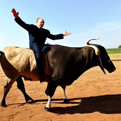 Image similar to vladimir putin riding a bull