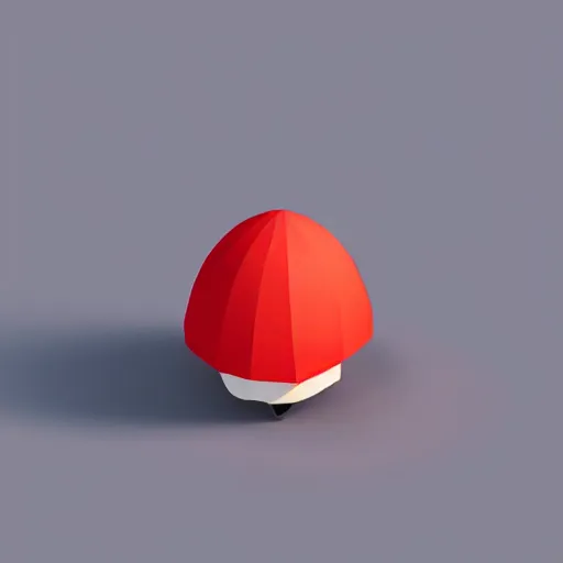 Image similar to Matte 3d low poly icon of a red mushroom, lat lighting, isometric perspective on pure white background, soft shadows, 3d render,