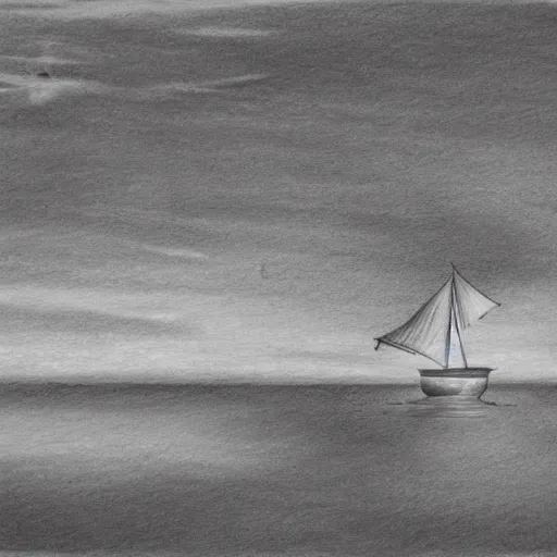 Prompt: A ship on a deserted island, pencil drawing on white background
