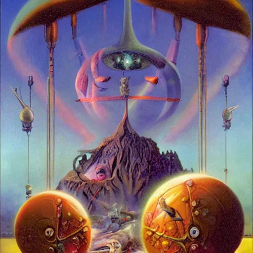 Prompt: surrealism, symbolism, by James gurney, Bruce Penningtonn, Ron Walostky, Paul Lehr and Brom