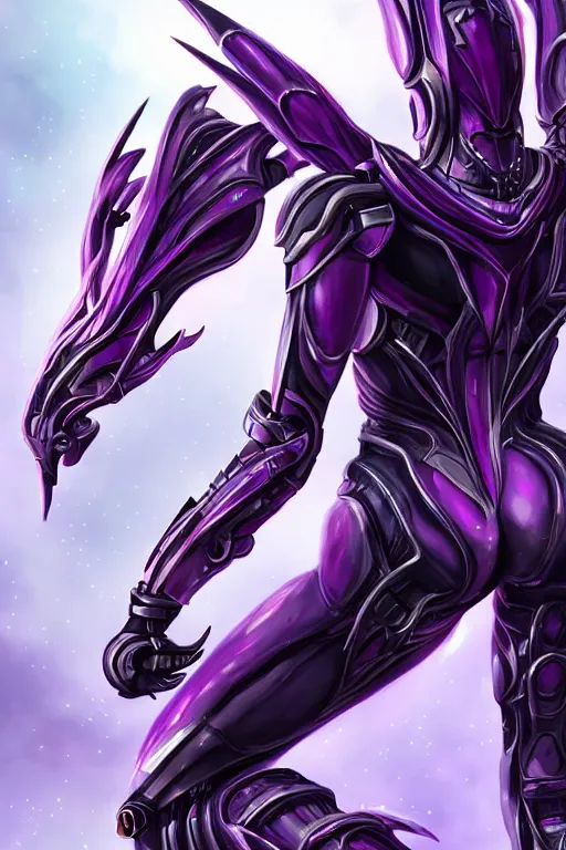 Prompt: rear shot galactic hyperdetailed elegant beautiful stunning sexy giantess anthropomorphic mecha female dragon goddess, sharp spines, sharp metal ears, smooth purple eyes, smooth fuschia skin, silver armor, in space, epic proportions, epic scale, epic size, warframe and destiny fanart, furry, dragon art, goddess art, giantess art, furaffinity, octane