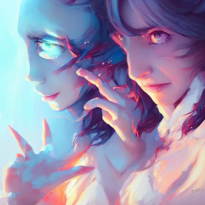 Image similar to emmaroberts illustrated artgerm stephenbliss gregrutkowski, loish rhads makotoshinkai loisvanbaarle, ilyakuvshinov rossdraws detailed amazing super ornate intricate filmic conflictingcolortone softshadowing