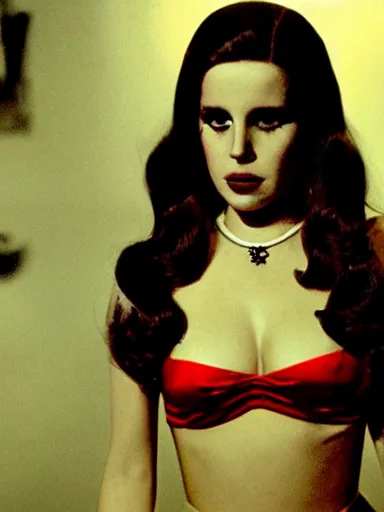 Image similar to technicolor film still of lana Del Rey in hammer horror