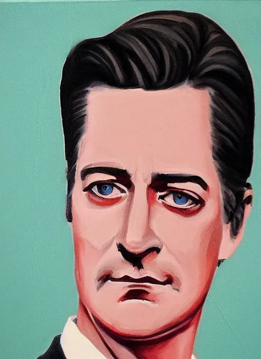 Prompt: portrait of kyle maclachlan as dale cooper by birney lettick