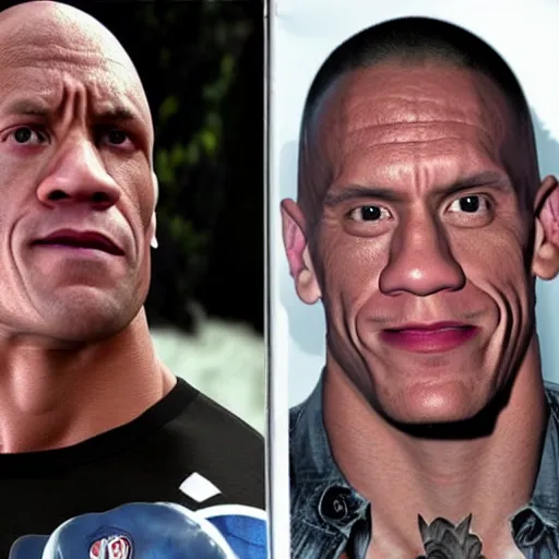 Prompt: if John Cena and the Rock had a kid, One weird Dude
