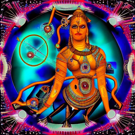 Image similar to a techno - spirit futurist cyborg hindu deva, future perfect, award winning digital art