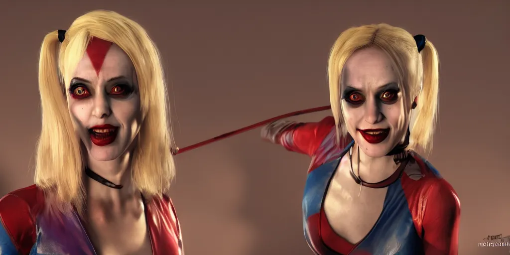 Prompt: Harley Quinn in exorcist volumetric lighting, beautiful, golden hour, sharp focus, ultra detailed, cgsociety