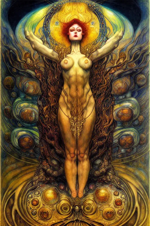 Image similar to Divine Chaos Engine by Karol Bak, Jean Delville, William Blake, Gustav Klimt, and Vincent Van Gogh, symbolist, visionary