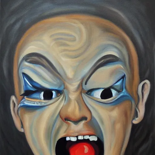 Image similar to entire canvas of painting is covered in screaming faces