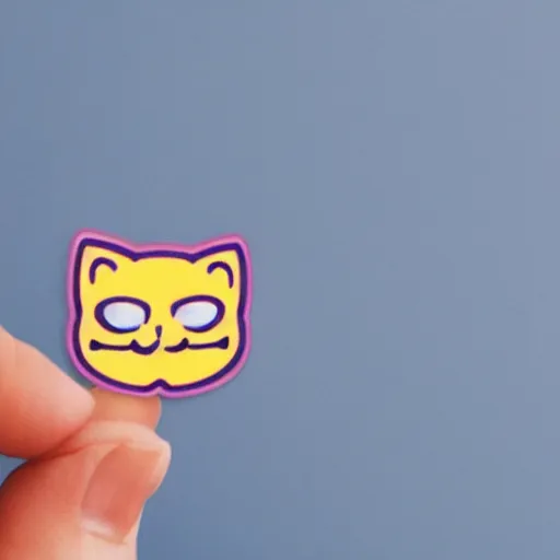 Prompt: sticker of a cat emoji on a plain white background