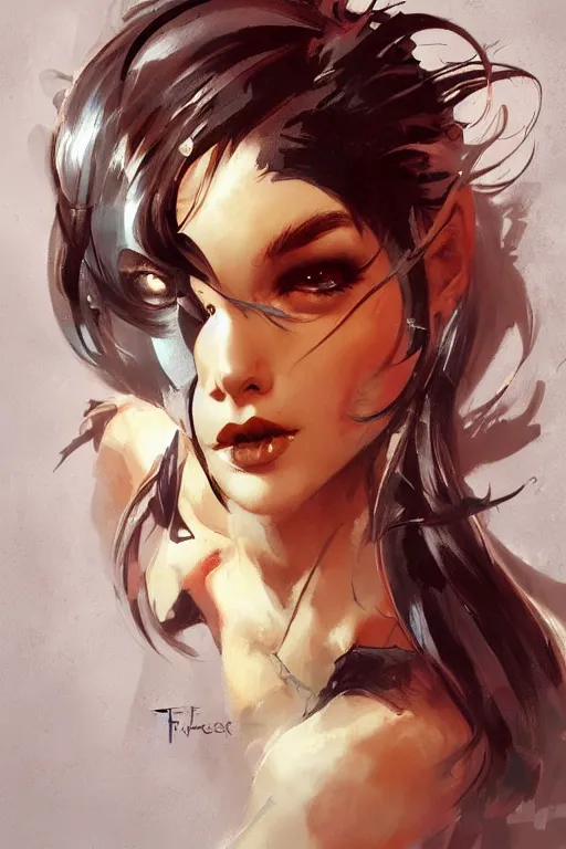 Image similar to a portrait of a cute half spider girl by Frank Frazetta, WLOP and ross tran