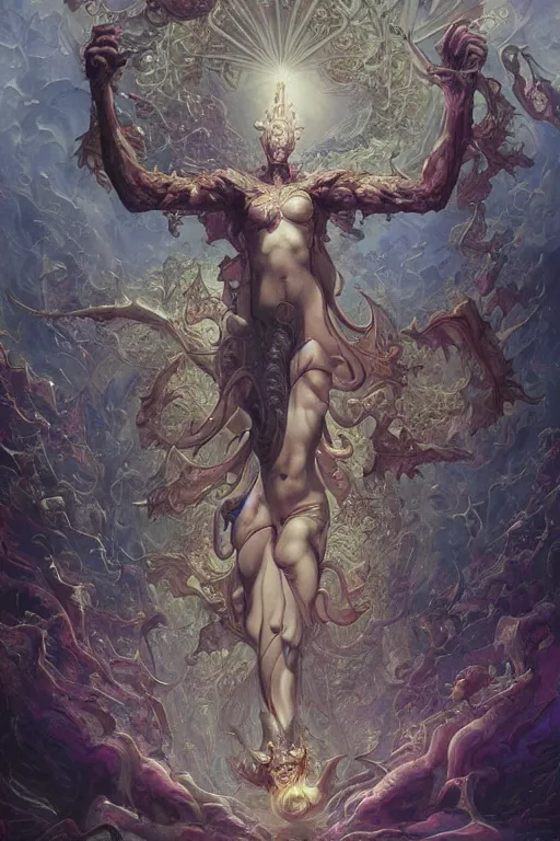 Image similar to the world, tarot card, fantasy drawing made of fractals, ultra realistic, wide angle, intricate details, highly detailed by peter mohrbacher, hajime sorayama, wayne barlowe, boris vallejo, aaron horkey, gaston bussiere, craig mullins