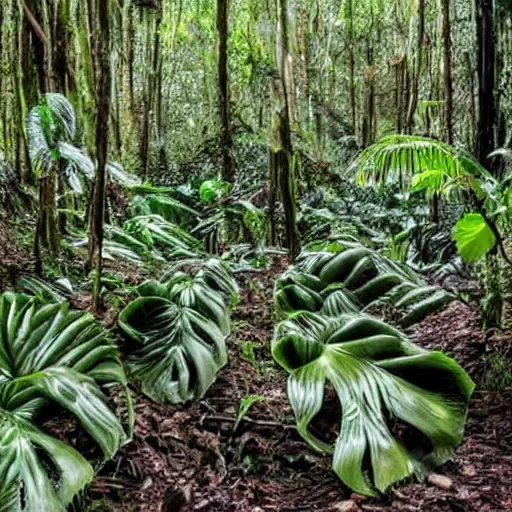 Image similar to forest full of black tacca chantrieri, beautiful, stunning