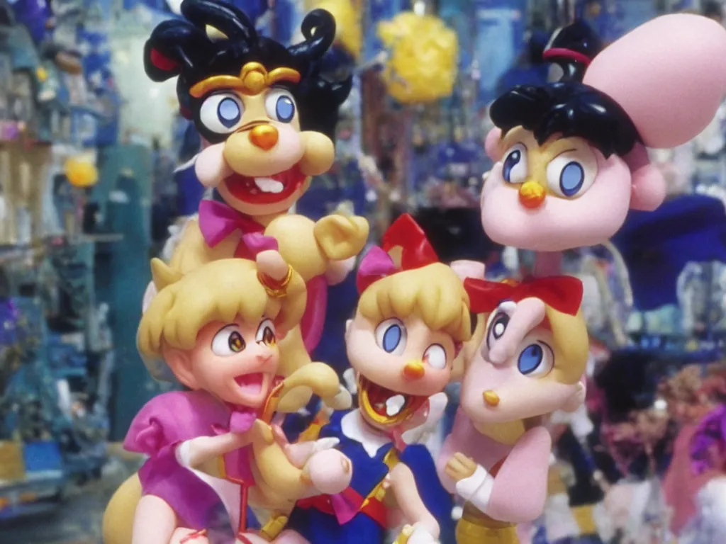 Image similar to Sailor Moon in Wallace and Gromit, extreme close-up