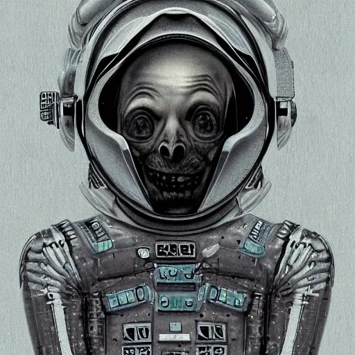 Prompt: astronaut, style of H. R. Giger