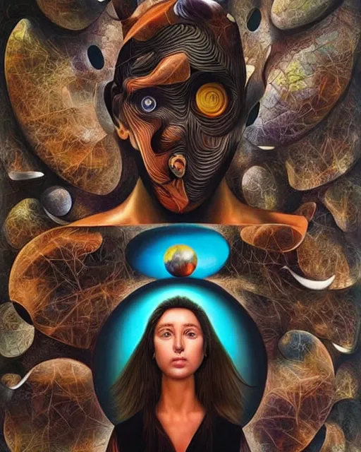 Image similar to mathematics themed surrealist art in the styles of igor morski, jim warren, and wangechi mutu, intricate, hyperrealistic, accurate facial details, profile picture with chromakey!!!!! background, volumetric lighting