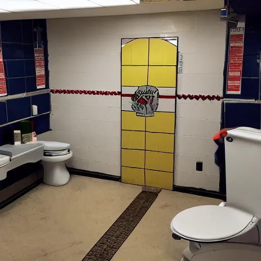 Image similar to Walter white running a pizza restroom