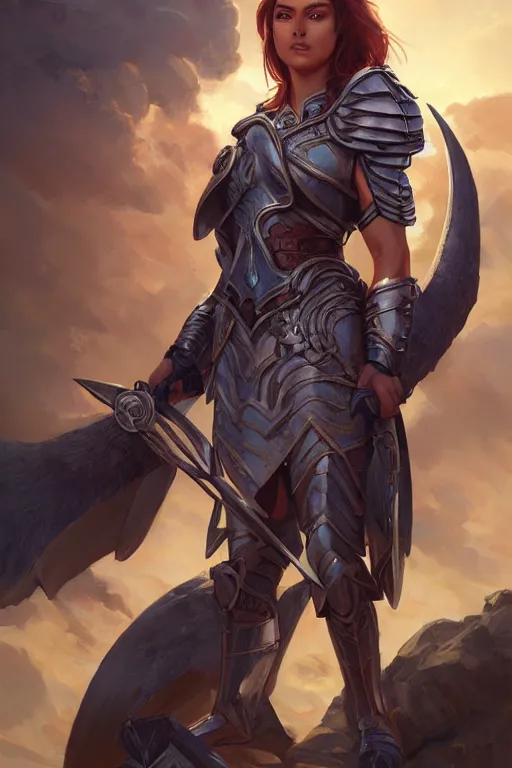 Image similar to amazon valkyrie athena, d & d, fantasy, portrait, highly detailed, headshot, digital painting, trending on artstation, concept art, sharp focus, illustration, art by artgerm and greg rutkowski and magali villeneuve