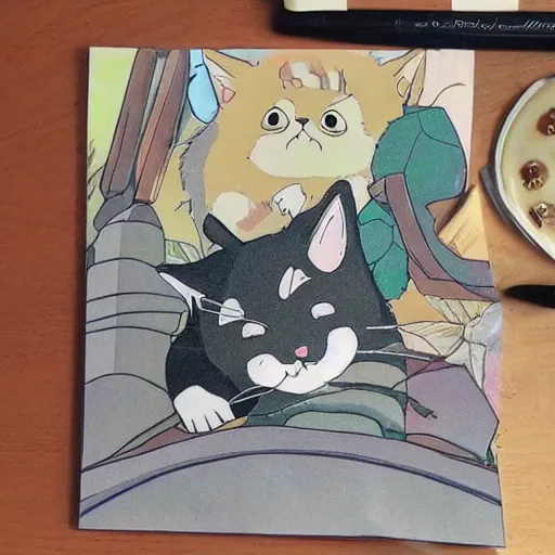 Prompt: cute cat in the studio ghibli style