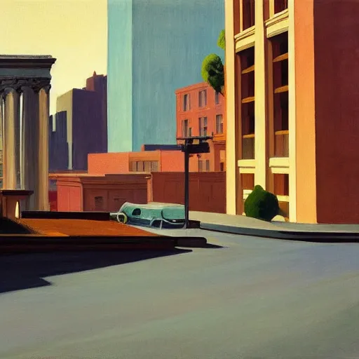 Image similar to painting of Los Angeles, 1974, by Edward Hopper