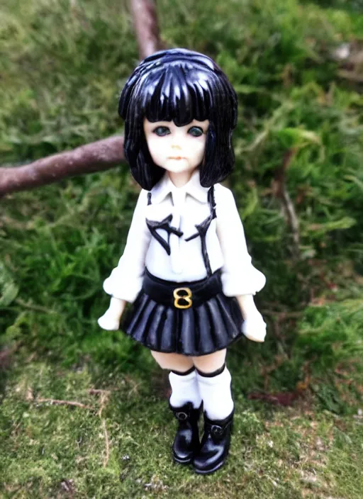 Image similar to 80mm resin detailed miniature of a school girl with black skirt, white blouse and gothic boots