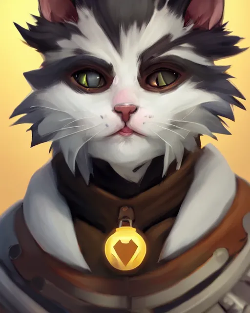 Image similar to overwatch concept art character portrait of a new character who is an elderly kitten with a scarred face and long mustache and eyepatch, trending on artstation, cgsociety,