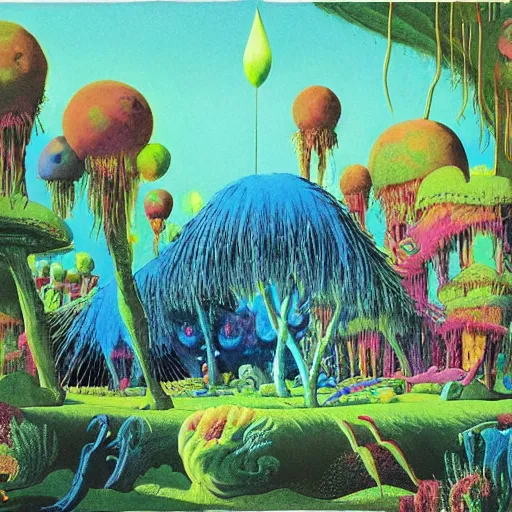 Image similar to rave party by roger dean