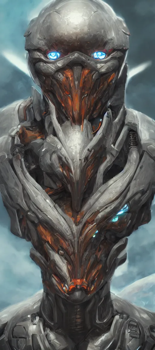 Image similar to Cyborg dragon portrait, artstation