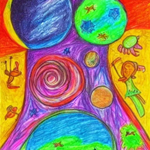 Prompt: the universe, children's drawing