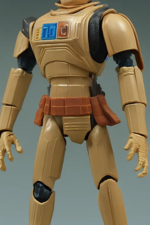 Prompt: 1 9 8 6 kenner action figure, 5 points of articulation, heroic human proportions, sci fi, 8 k resolution, high detail, front view, t - pose, star wars, gi joe, he man, warhammer 4 0 0 0