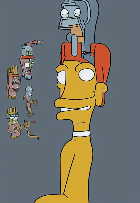 Prompt: portrait of a character from the show futurama, looking at camera, extremely detailed concept art, smooth, sharp focus, illustration, art by matt groening, futurama artstyle