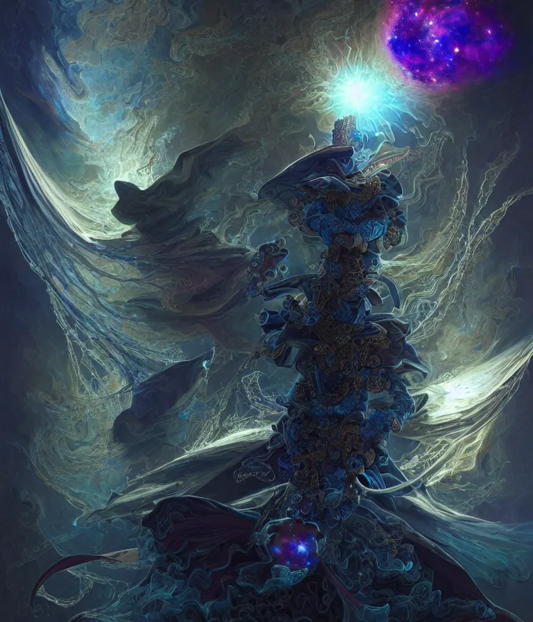 Image similar to front!!! shot of a court jester!!! character, mesmerizing fractal hypercubes, dark holography!!!, future, metallic nebula, crystalline edges, elegant, highly detailed, centered, (((artstation, concept art, jagged, sharp focus, artgerm, Tomasz Alen Kopera, Peter Mohrbacher, donato giancola, Joseph Christian Leyendecker, WLOP, Boris Vallejo))), ((raytracing)), mugshot!!!!!, ugly!!!!!!, octane render, nvidia raytracing demo, octane render, nvidia raytracing demo, octane render, nvidia raytracing demo, 8K