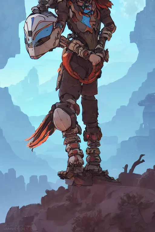 Image similar to combination suit armor aloy horizon forbidden west horizon zero dawn robot ninja mask helmet backpack tribal, art gta 5 comics, official fanart behance hd artstation by jesper ejsing, by rhads, makoto shinkai and lois van baarle, ilya kuvshinov, ossdraws radiating a glowing aura cgi rtx 2 0 2 2