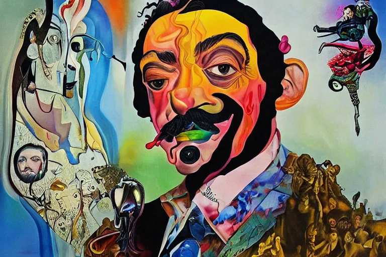 Image similar to portrait of a uncanny painter by Chor Boogie and Salvador Dali collaboration