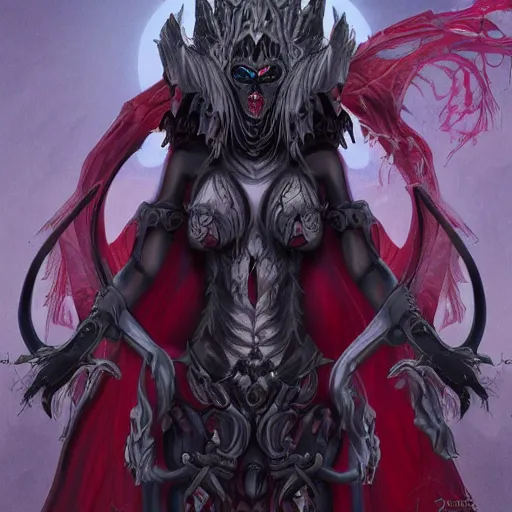 Prompt: queen of hell, highly detailed, full body, digital painting, concept art, zeronis, smooth, sharp focus, illustration