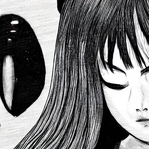 Prompt: photorealistic Tomie, by Junji Ito